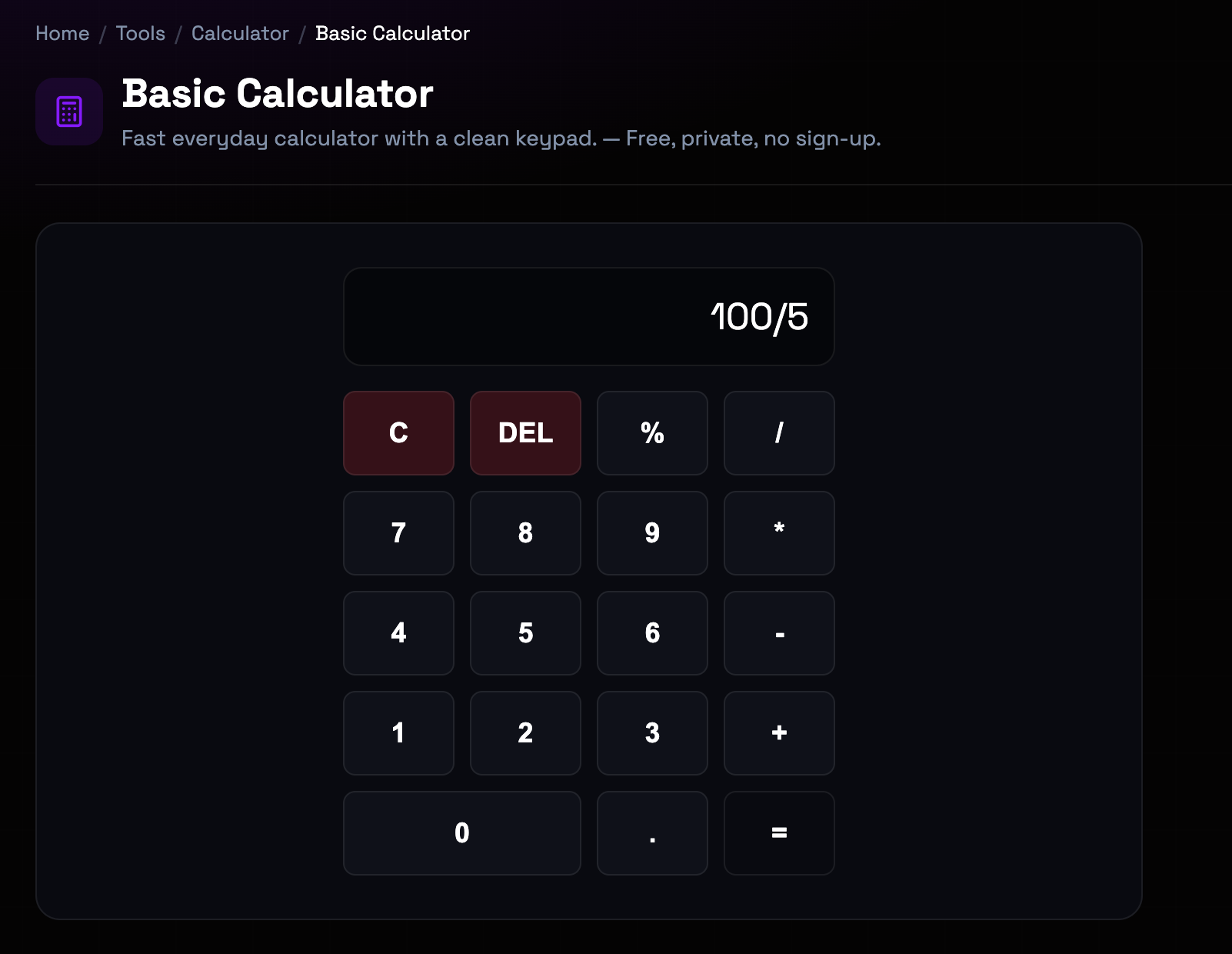 How to use Basic Calculator online — free, fast, and private